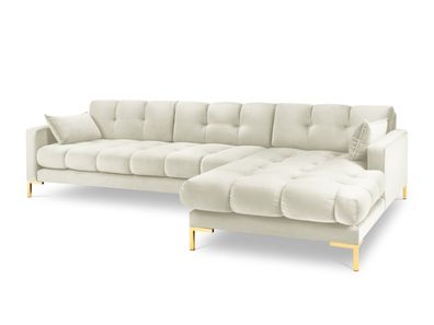 Micadoni 5-Sitzer Samtstoff Ecke rechts Sofa Mamaia | Bezug Light Beige ...