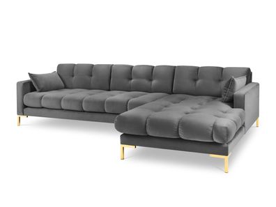 Micadoni 5-Sitzer Samtstoff Ecke rechts Sofa Mamaia | Bezug Light Grey | Bei...