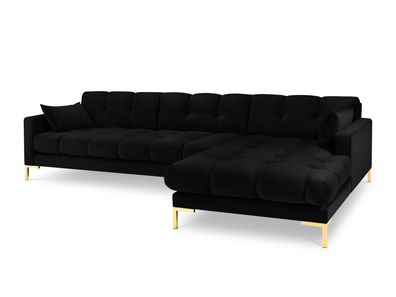 Micadoni 5-Sitzer Samtstoff Ecke rechts Sofa Mamaia | Bezug Black | Beinfarbe Go...