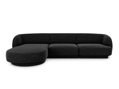 Micadoni 4-Sitzer Ecke links Sofa Miley | Bezug Black | Beinfarbe Black Plas...