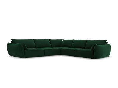 Micadoni 7-Sitzer Samtstoff Symmetrisches Ecksofa Kaelle | Bezug Bottle Green | ...