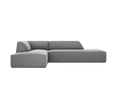 Micadoni 4-Sitzer Samtstoff Modular Ecke links Sofa Ruby | Bezug Grey | Beinfarb...