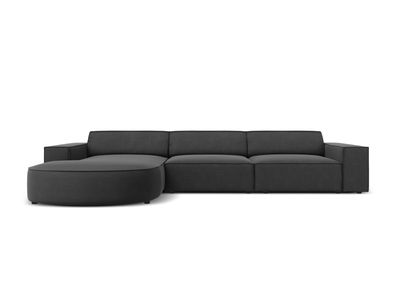 Micadoni 4-Sitzer Samtstoff Ecke links Sofa Jodie | Bezug Grey | Beinfarbe Black...