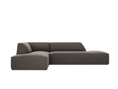 Micadoni 4-Sitzer Samtstoff Modular Ecke links Sofa Ruby | Bezug Dark Grey | Bei...