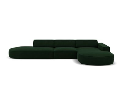Micadoni 4-Sitzer Samtstoff Ecke rechts Sofa Jodie | Bezug Bottle Green | Beinfa...