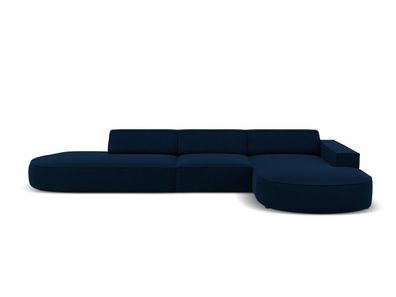 Micadoni 4-Sitzer Samtstoff Ecke rechts Sofa Jodie | Bezug Royal Blue | Beinfarb...