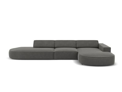 Micadoni 4-Sitzer Samtstoff Ecke rechts Sofa Jodie | Bezug Light Grey | Beinfarb...