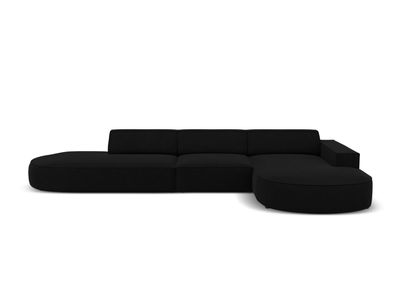 Micadoni 4-Sitzer Samtstoff Ecke rechts Sofa Jodie | Bezug Black | Beinfarbe Bla...