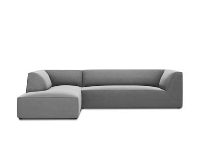 Micadoni 4-Sitzer Samtstoff Modular Ecke links Sofa Ruby | Bezug Grey | Beinfarb...