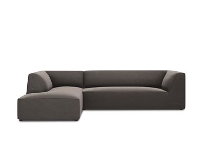 Micadoni 4-Sitzer Samtstoff Modular Ecke links Sofa Ruby | Bezug Dark Grey | Bei...