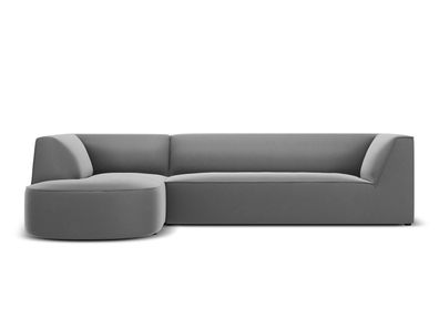 Micadoni 4-Sitzer Samtstoff Modular Ecke links Sofa Ruby | Bezug Grey | Beinfarb...
