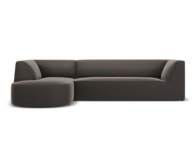 Micadoni 4-Sitzer Samtstoff Modular Ecke links Sofa Ruby | Bezug Dark Grey | Bei...