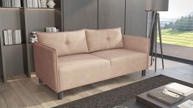 Sofa 3-er Designersofa DECLAN in Stoff Lincoln Milchkaffee