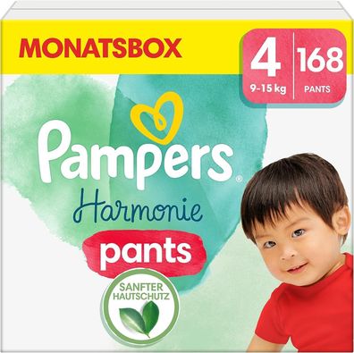 Pampers Baby Windeln Pants Größe 4 (9kg-15kg) Harmonie Monatsbox 168 Windeln