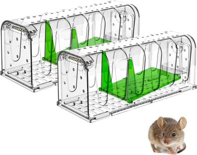 Lebendfalle für Maus Mausefalle 2er Set, Tierfreundliche Hygenische Mäusefalle