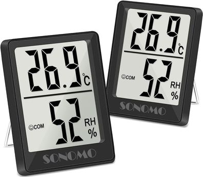 SONOMO Thermo-Hygrometer,2 Stück Digital Hygrometer Innen, Thermometer Innen