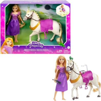 DISNEY Prinzessin Rapunzel & Maximus - Puppe und Pferd mit abnehmbarem Sattel