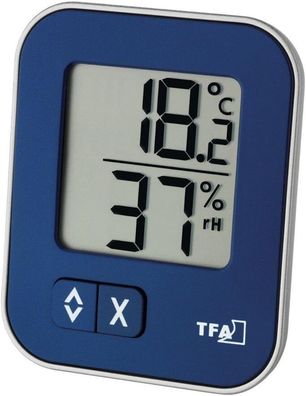 TFA Dostmann digitales Thermo-Hygrometer Moxx 30.5026 Luftfeuchtigkeit Blau 69mm