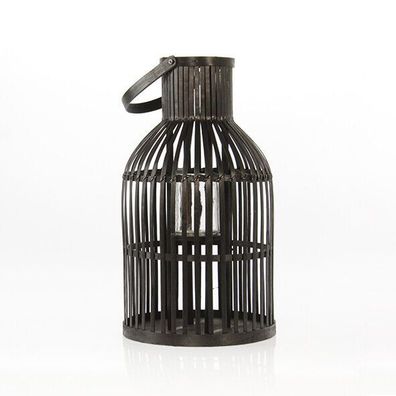 Windlicht Laterne ALWA Flaschenform Weidenruten Glaseinsatz schwarz H 39/45 cm