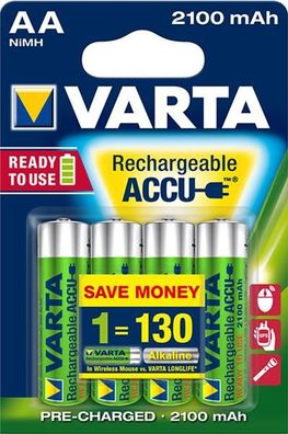 Varta 56706101404 1x4 Varta Rechargeable Accu AA Ready2Use NiMH 2100 mAh Mignon