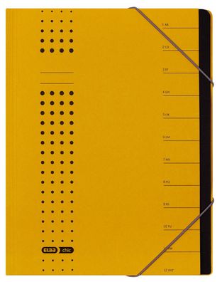 Elba 400001991 Ordnungsmappe chic, Karton (RC), 450 g/ qm, A4, 12 Fächer, gelb