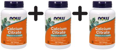 3 x Calcium Citrate, with Minerals & Vitamin D-2 - 100 tabs