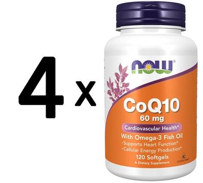4 x CoQ10, 60mg with Omega-3 - 120 softgels