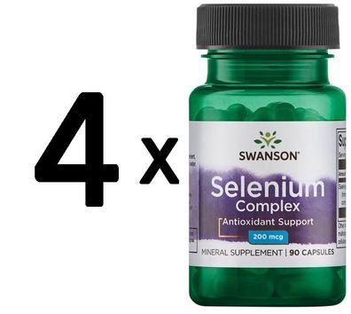 4 x Albion Complexed Selenium, 200mcg - 90 caps