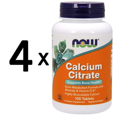 4 x Calcium Citrate, with Minerals & Vitamin D-2 - 100 tabs