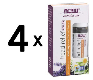 4 x Essential Oil, Head Relief Blend Roll-On - 10 ml.