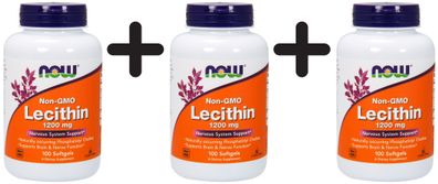 3 x Lecithin, 1200mg Non-GMO - 100 softgels