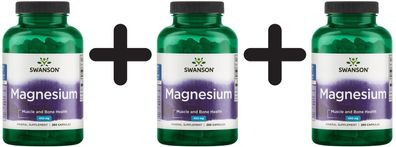 3 x Magnesium, 200mg - 250 caps