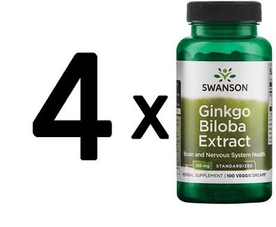 4 x Ginkgo Biloba Extract, 120 mg - 100 vcaps