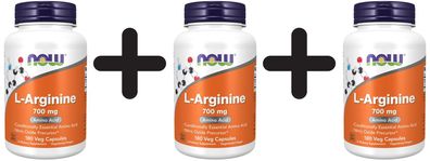 3 x NOW Foods L-Arginine, 700mg - 180 vcaps