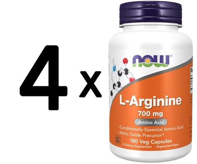 4 x NOW Foods L-Arginine, 700mg - 180 vcaps