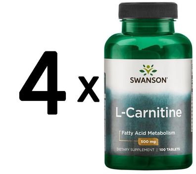 4 x L-Carnitine, 500mg - 100 tabs