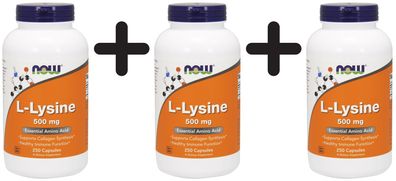 3 x L-Lysine, 500mg - 250 caps