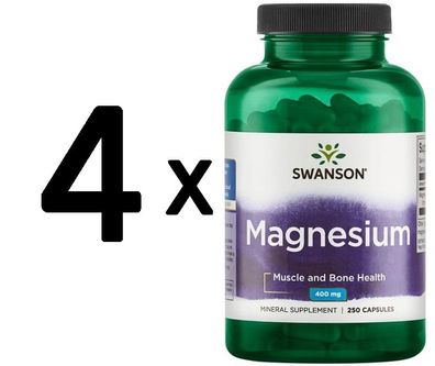 4 x Magnesium, 200mg - 250 caps