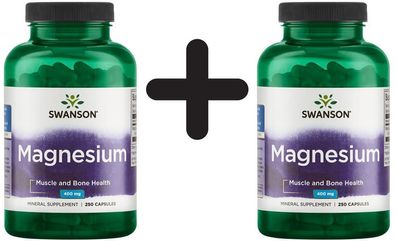 2 x Magnesium, 200mg - 250 caps