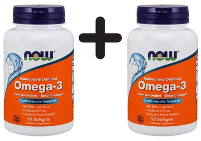 2 x Omega-3 Molecularly Distilled (Odor Controlled - Enteric Coated) - 90 softgels