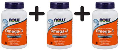 3 x Omega-3 Molecularly Distilled (Odor Controlled - Enteric Coated) - 90 softgels
