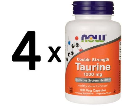 4 x Taurine, 1000mg Double Strength - 100 vcaps