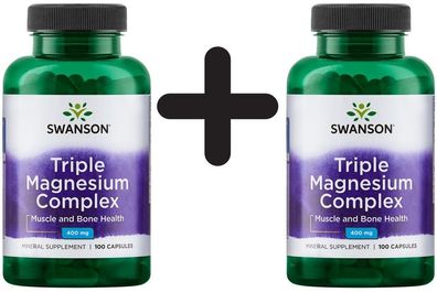 2 x Triple Magnesium Complex, 400mg - 100 caps