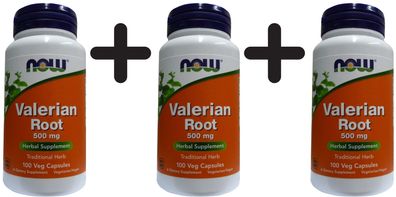 3 x Valerian Root, 500mg - 100 vcaps