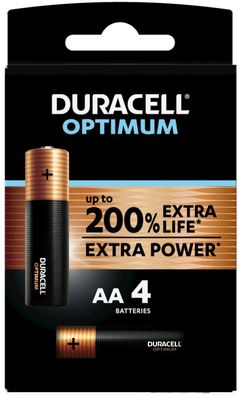 Duracell® 137486 Batterien Optimum Alkaline - Mignon/ LR6/ AA, 1,5 V, 4 Stück