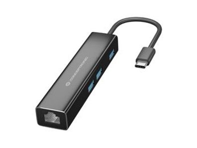 Conceptronic DONN07B Conceptronic Adapter USB-C -> RJ45 Gigabit,3xUSB3.0 0.15m sw