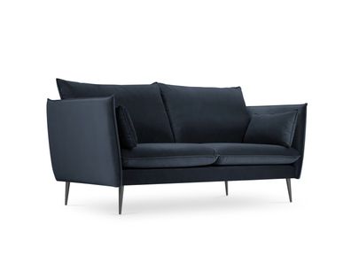 Micadoni 2-Sitzer Samtstoff Sofa Agate | Bezug Dark Blue | Beinfarbe B...