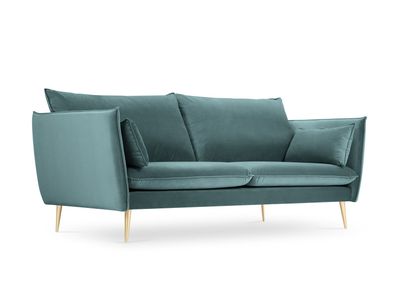 Micadoni 4-Sitzer Samtstoff Sofa Agate | Bezug Petrol | Beinfarbe Gold Me...