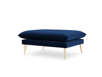 Micadoni Samtstoff Pouf Hocker Agate | Bezug Royal Blue | Beinfarbe Gold M...