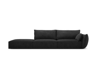 Micadoni 4-Sitzer Links Sofa Kaelle | Bezug Black | Beinfarbe Black Plastic Sch...